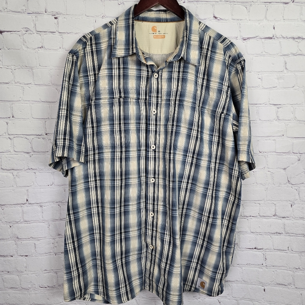 Carhartt Relaxed Fit  Force Short-sleeved  M Sz XL Blue and Tan